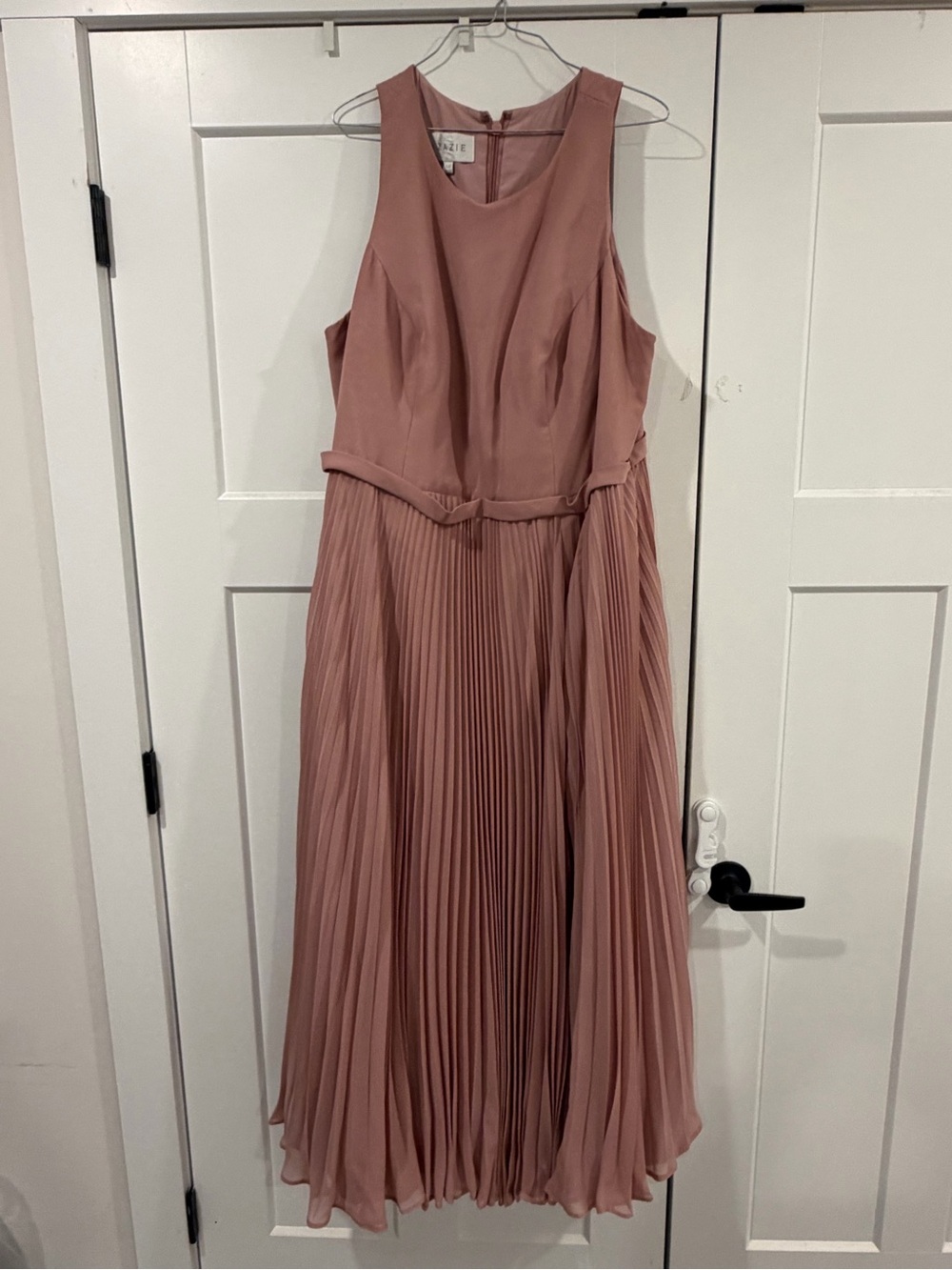 Azazie Dusty Rose Pleated Maxi Dress